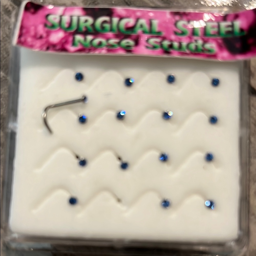 Surgical Steel Blue Gem Nose Studs